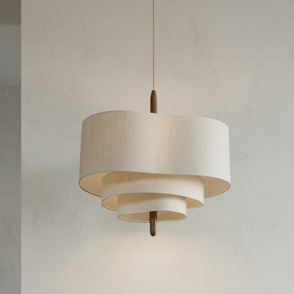 Elegant Japanese Fabric Pendant Light | Retro Hanging Lights with Warm White Illumination | Ideal for Home & Hospitality Decor 0