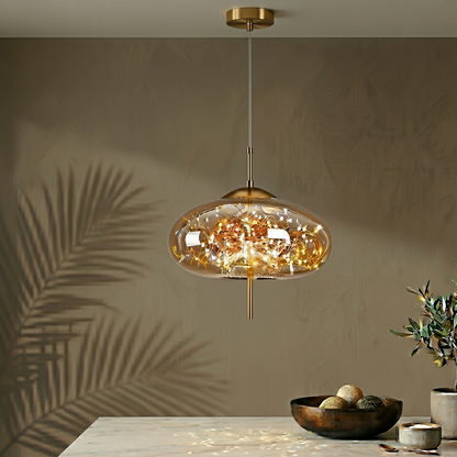 Elegant Glass Pendant Light | Nordic Style Chandelier with LED Star Lighting | Perfect for Kitchen and Home Decor 4