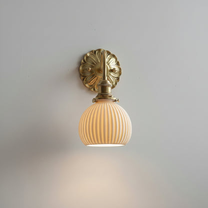 Ceramic Ball Wall Light with Elegant Copper Finish | Modern Sconce for Warm Illumination 0