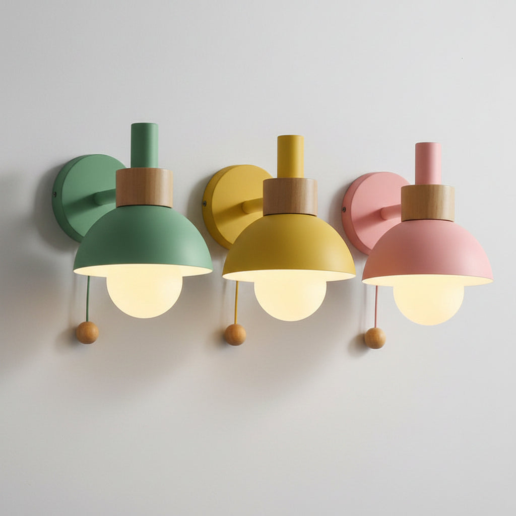 Charming Nordic Wall Sconce Light with Fun Pull Chain Switch | Pastel Colors for Kids' Rooms 2