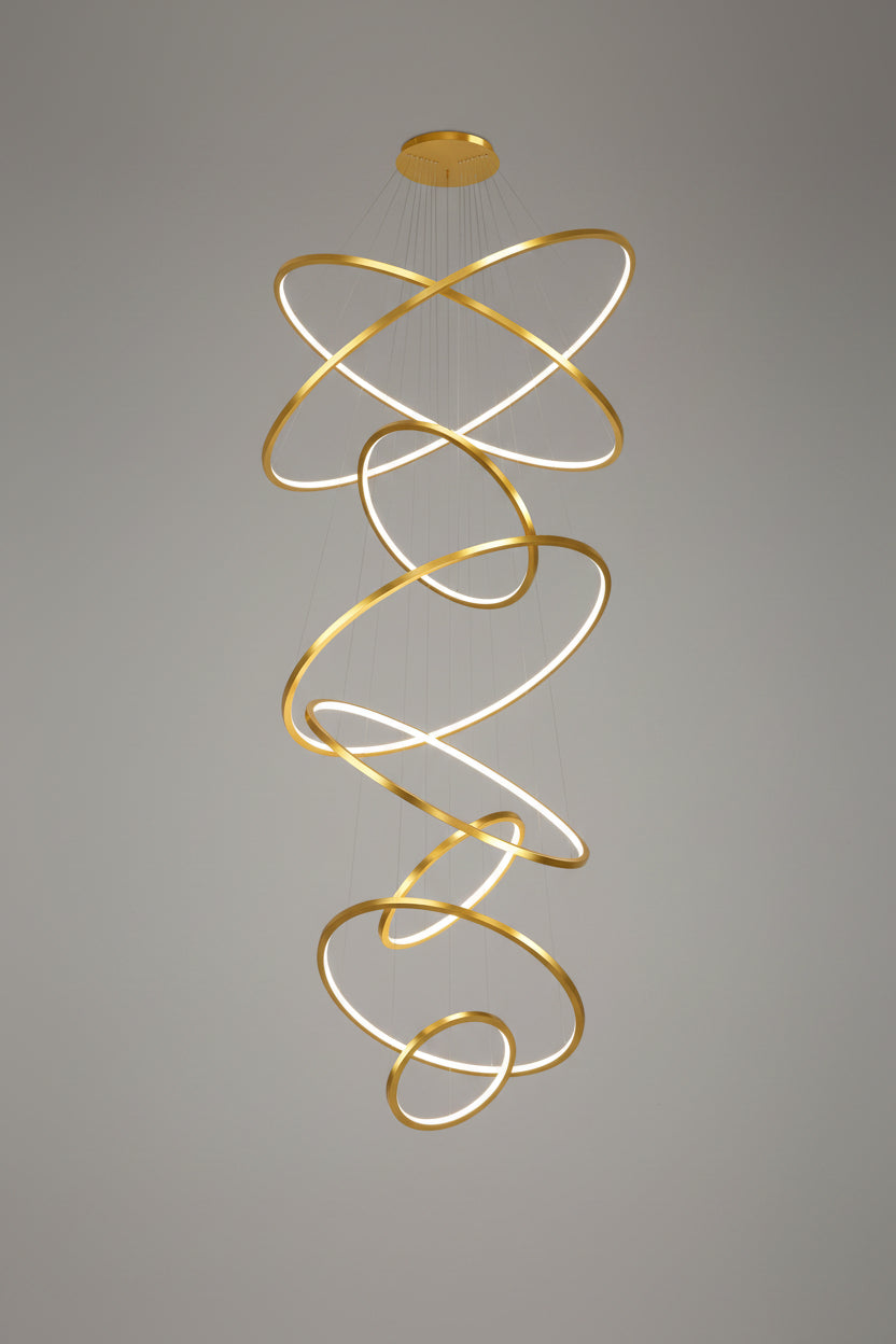 Creative Luxury | Modern Chandelier Light with 10 Rings | Elegant Gold Finish for Stylish Home and Commercial Spaces 1