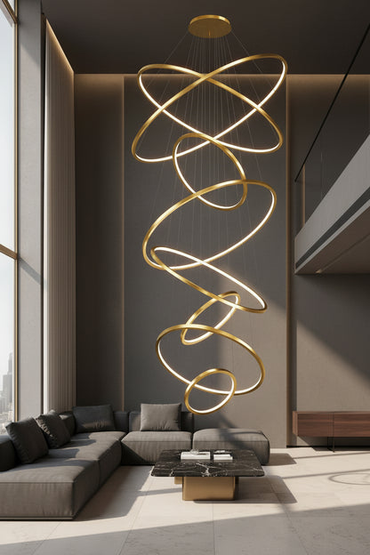 Creative Luxury | Modern Chandelier Light with 10 Rings | Elegant Gold Finish for Stylish Home and Commercial Spaces 3