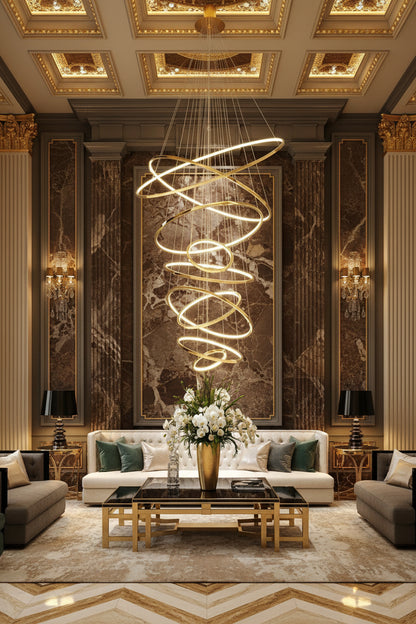 Creative Luxury | Modern Chandelier Light with 10 Rings | Elegant Gold Finish for Stylish Home and Commercial Spaces 4