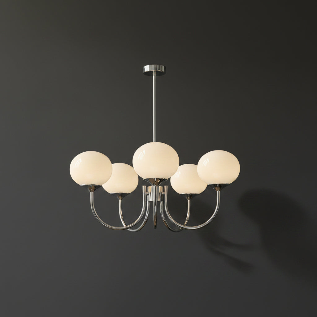 Elegant Ceiling Light | Modern Marshmallow Chandelier with Adjustable Height | Soft Pink Glass Shades for Timeless Glamour 10