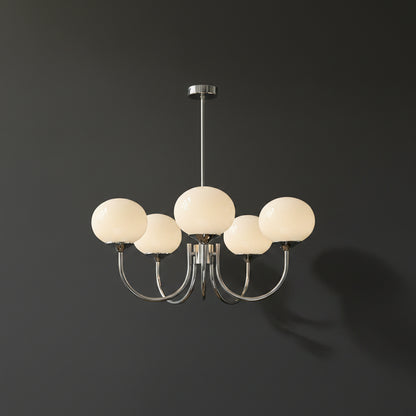 Elegant Ceiling Light | Modern Marshmallow Chandelier with Adjustable Height | Soft Pink Glass Shades for Timeless Glamour 10