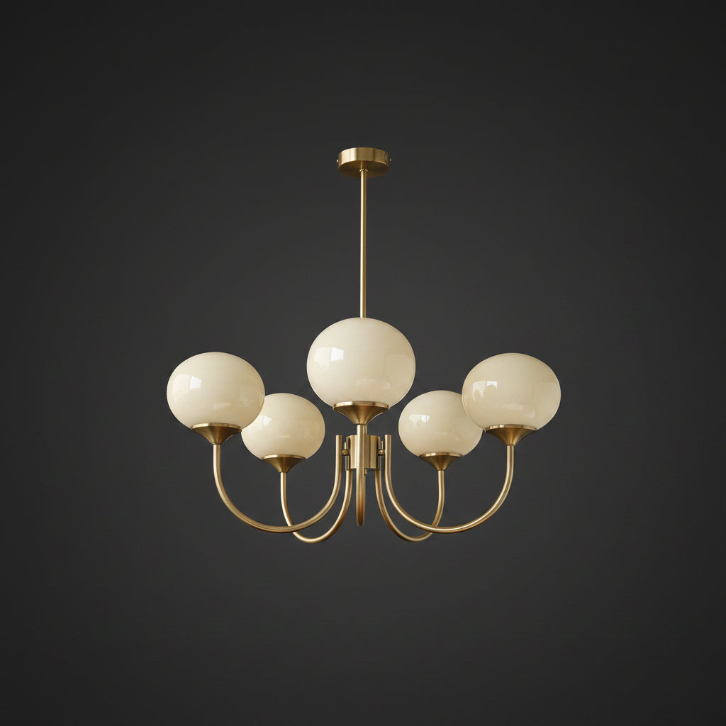 Elegant Ceiling Light | Modern Marshmallow Chandelier with Adjustable Height | Soft Pink Glass Shades for Timeless Glamour 11