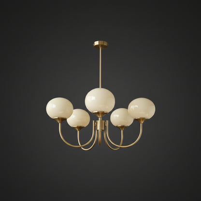 Elegant Ceiling Light | Modern Marshmallow Chandelier with Adjustable Height | Soft Pink Glass Shades for Timeless Glamour 11