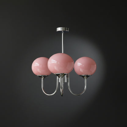 Elegant Ceiling Light | Modern Marshmallow Chandelier with Adjustable Height | Soft Pink Glass Shades for Timeless Glamour 12