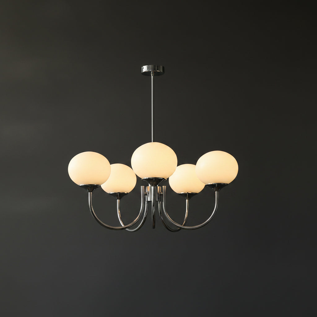 Elegant Ceiling Light | Modern Marshmallow Chandelier with Adjustable Height | Soft Pink Glass Shades for Timeless Glamour 14