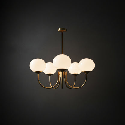 Elegant Ceiling Light | Modern Marshmallow Chandelier with Adjustable Height | Soft Pink Glass Shades for Timeless Glamour 16