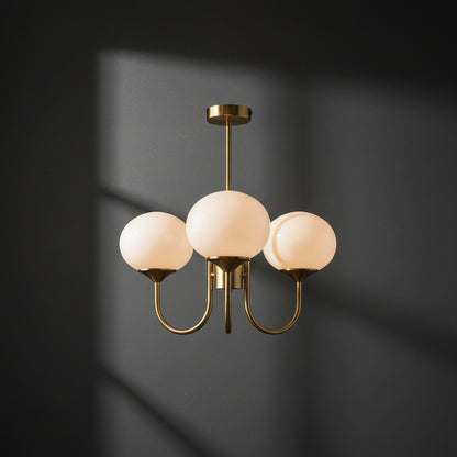 Elegant Ceiling Light | Modern Marshmallow Chandelier with Adjustable Height | Soft Pink Glass Shades for Timeless Glamour 17