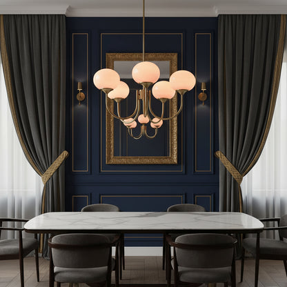 Elegant Ceiling Light | Modern Marshmallow Chandelier with Adjustable Height | Soft Pink Glass Shades for Timeless Glamour 2