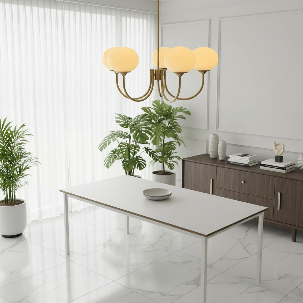 Elegant Ceiling Light | Modern Marshmallow Chandelier with Adjustable Height | Soft Pink Glass Shades for Timeless Glamour 5