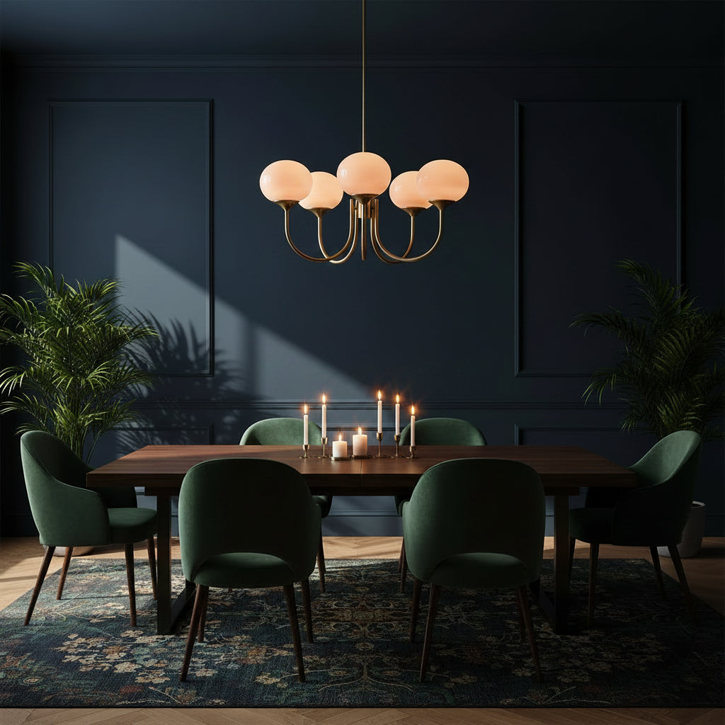 Elegant Ceiling Light | Modern Marshmallow Chandelier with Adjustable Height | Soft Pink Glass Shades for Timeless Glamour 8