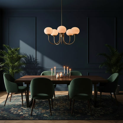 Elegant Ceiling Light | Modern Marshmallow Chandelier with Adjustable Height | Soft Pink Glass Shades for Timeless Glamour 8