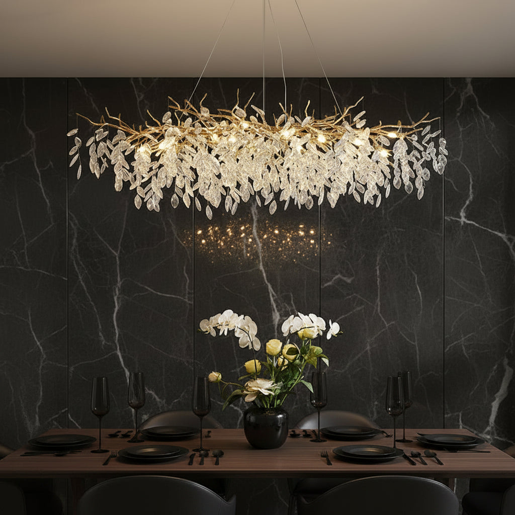 Elegant Crystal Chandelier | Modern Design with Dimmable LED Light | Perfect for Dining Room and Living Space Illumination 2