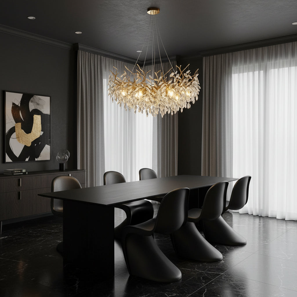 Elegant Crystal Chandelier | Modern Design with Dimmable LED Light | Perfect for Dining Room and Living Space Illumination 4