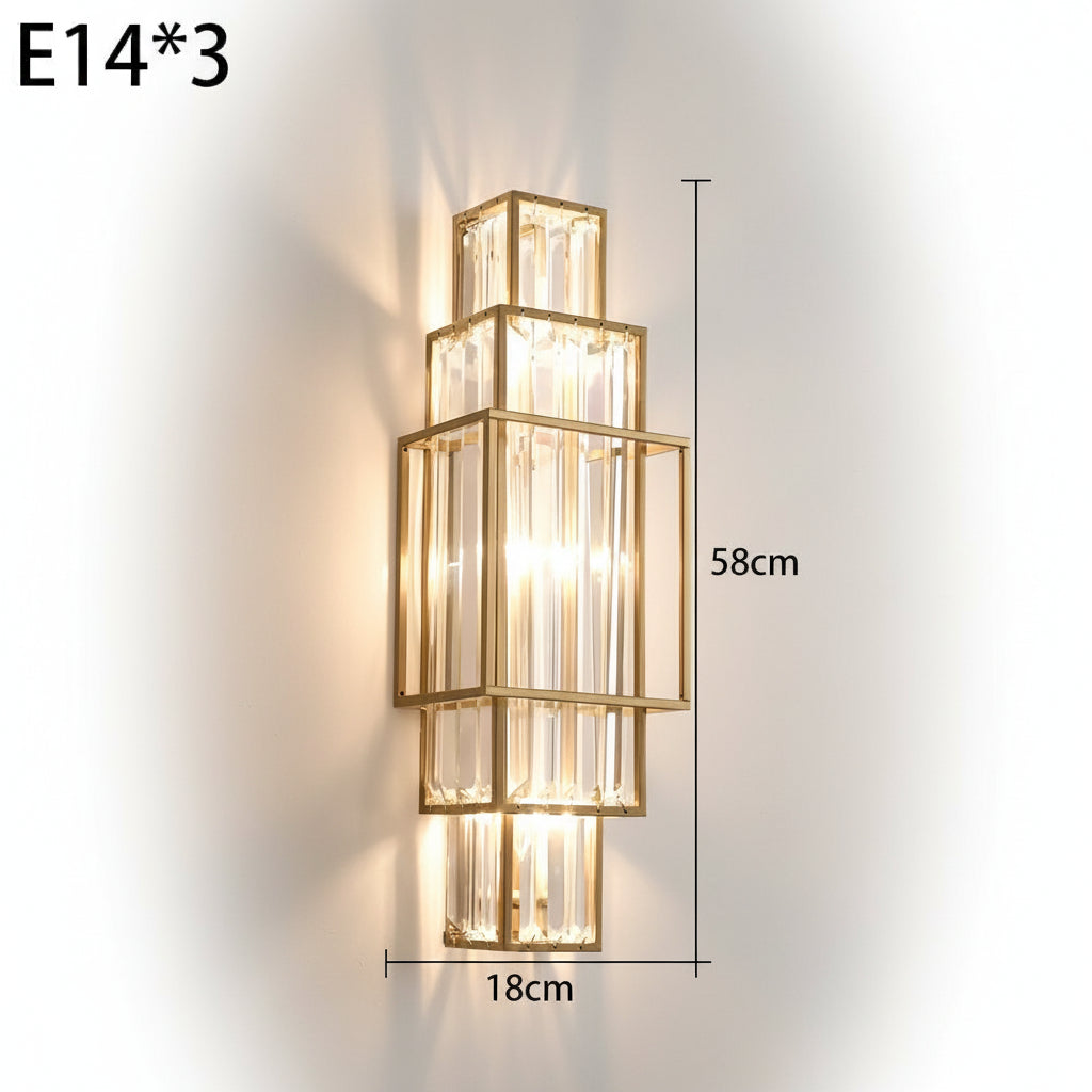 Elegant Crystal Wall Sconce Lighting with Geometric Design | Adjustable Warm Light for Luxurious Interiors 0
