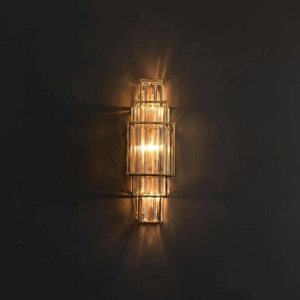 Elegant Crystal Wall Sconce Lighting with Geometric Design | Adjustable Warm Light for Luxurious Interiors 4