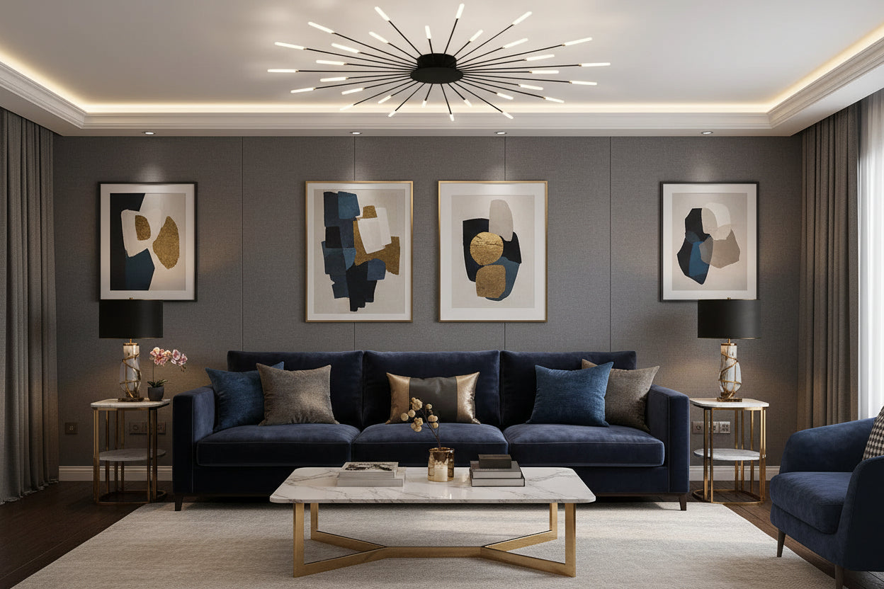 Elegant Flush Mount Ceiling Light with LED Bulbs | Modern Design for Stunning Home Ambiance 1