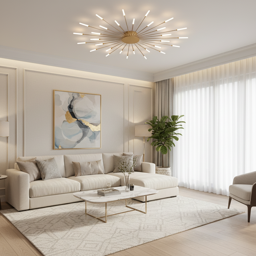 Elegant Flush Mount Ceiling Light with LED Bulbs | Modern Design for Stunning Home Ambiance 12