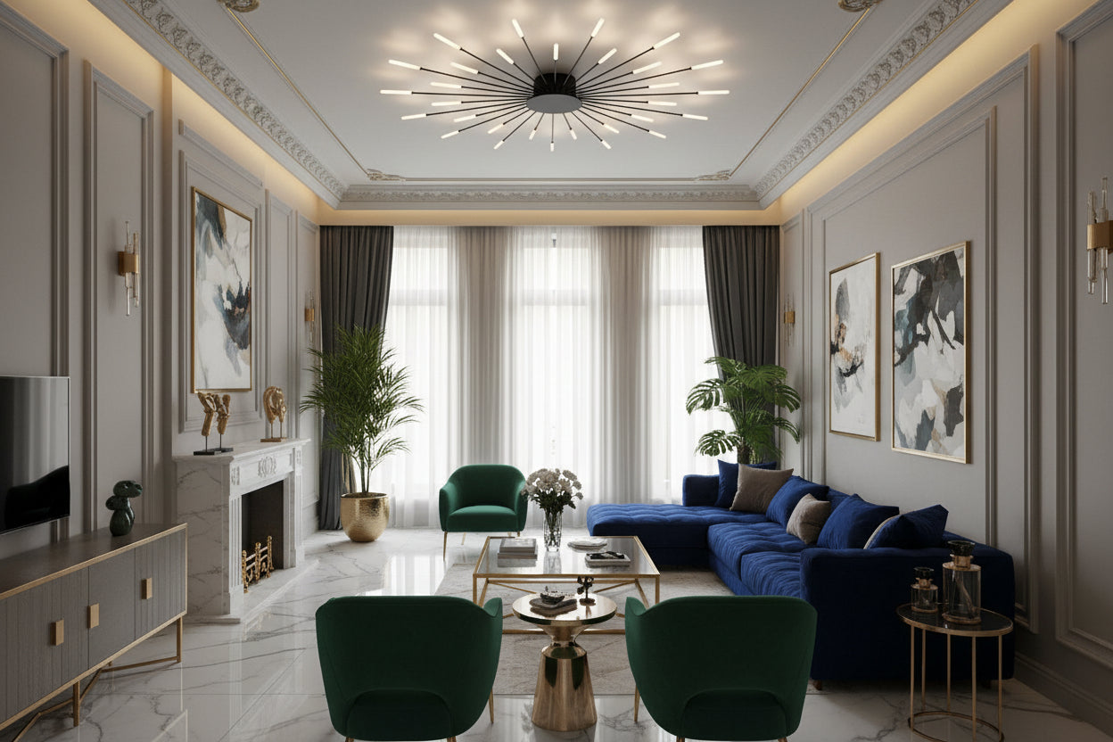 Elegant Flush Mount Ceiling Light with LED Bulbs | Modern Design for Stunning Home Ambiance 16