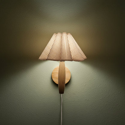Elegant Nordic Wall Sconce | Wood Lamp with Pleated Shade | Cozy Lighting for Intimate Spaces 1