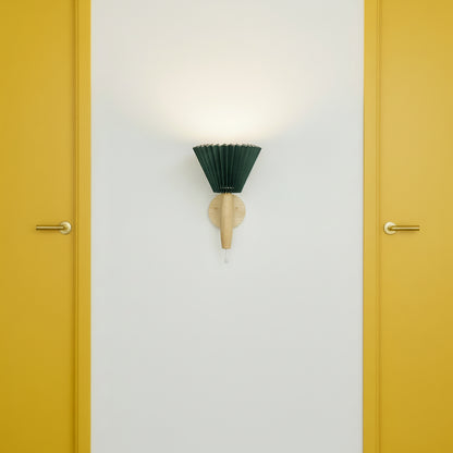 Elegant Nordic Wall Sconce | Wood Lamp with Pleated Shade | Cozy Lighting for Intimate Spaces 3