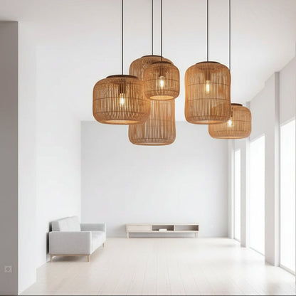 Elegant Rattan Pendant Light with Hand-Knitted Wicker Design | Cozy Ambiance for Living Spaces 1