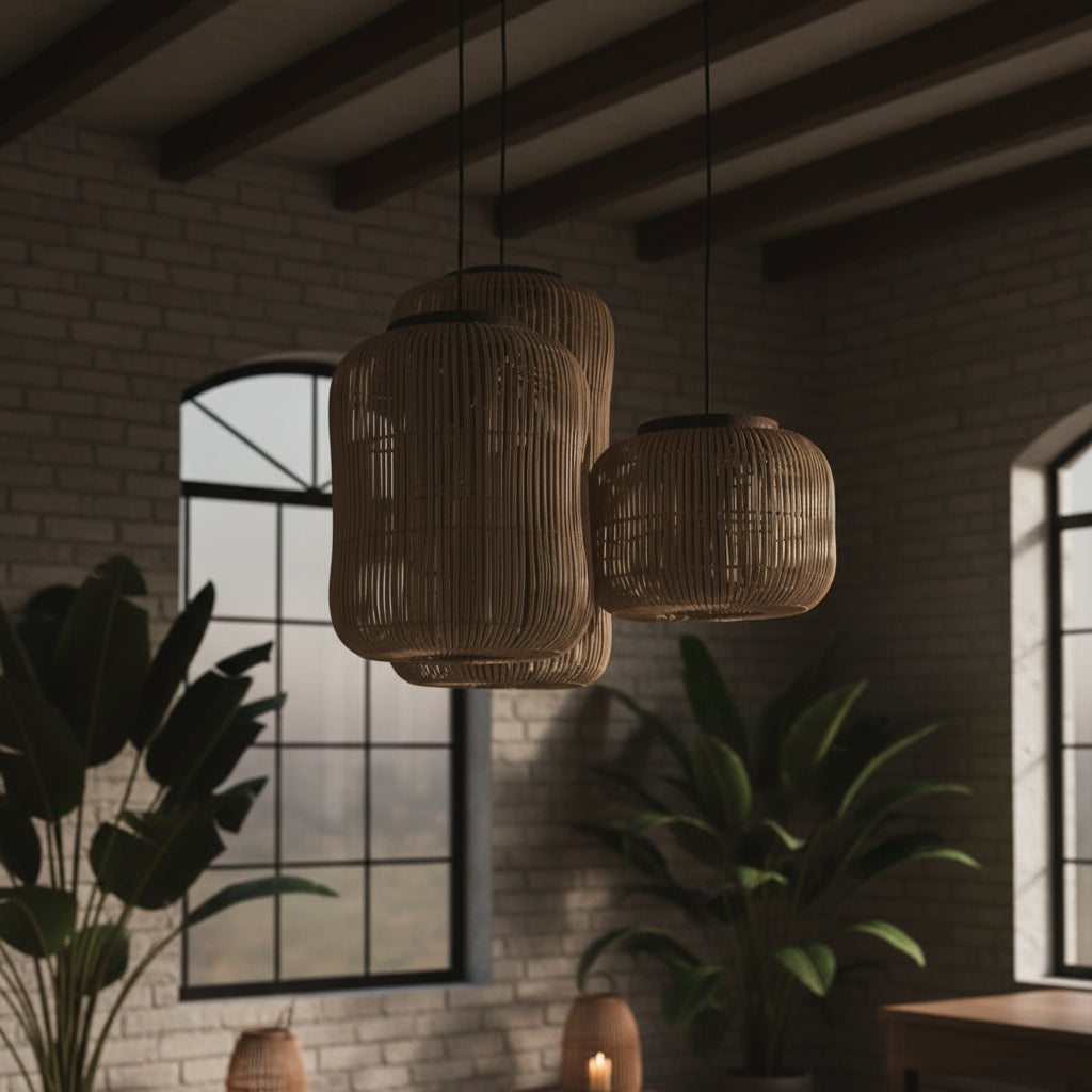 Elegant Rattan Pendant Light with Hand-Knitted Wicker Design | Cozy Ambiance for Living Spaces 4