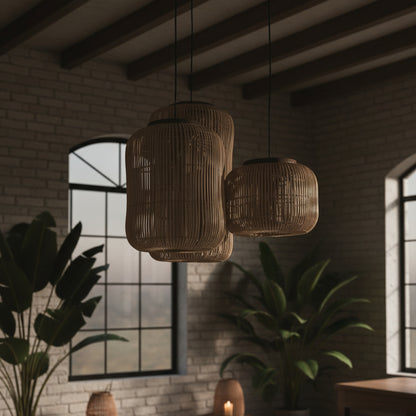 Elegant Rattan Pendant Light with Hand-Knitted Wicker Design | Cozy Ambiance for Living Spaces 4