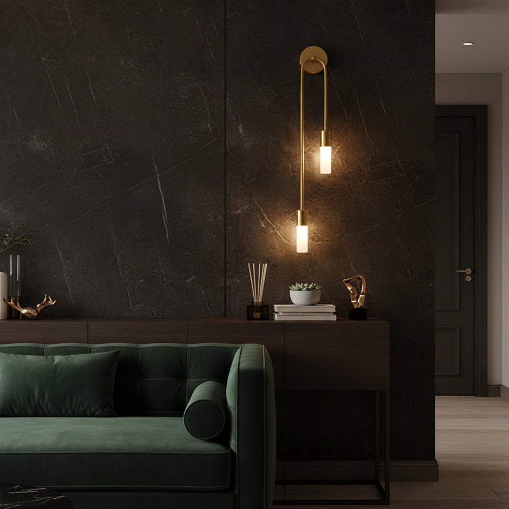 Elegant Wall Sconces | Modern Gold & Black Sconce Light with Integrated LED | Stylish Indoor Wall Lighting for Ambiance 4