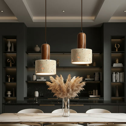 Elegant Yellow Marble Pendant Lighting with Unique Cord Installation | Stylish Hanging Light for Cozy Kitchen Island Ambiance 1