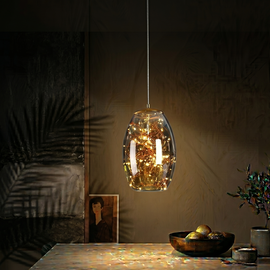 Elegant Glass Pendant Light | Nordic Style Chandelier with LED Star Lighting | Perfect for Kitchen and Home Decor 2