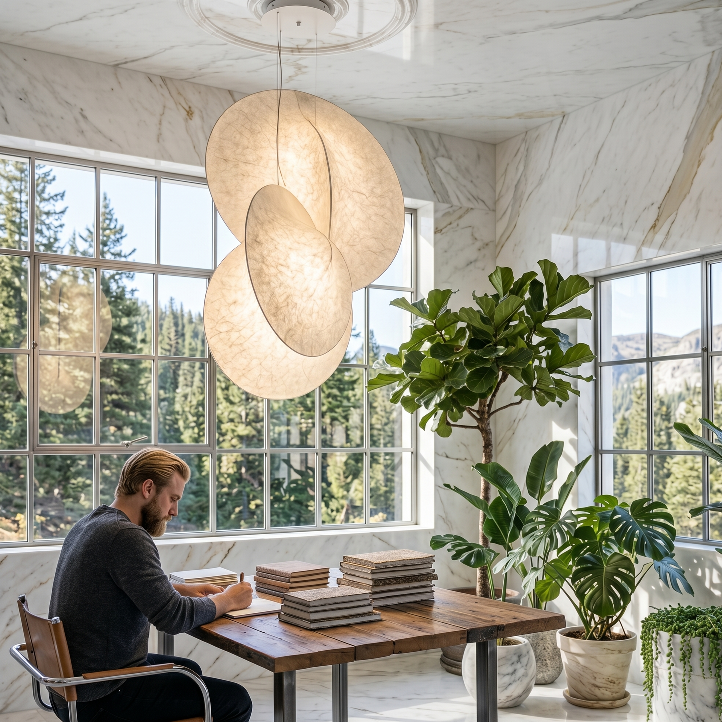 Elegant Silk Pendant Lighting with LED Glow | Modern Chandelier for Cozy Ambiance