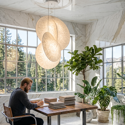Elegant Silk Pendant Lighting with LED Glow | Modern Chandelier for Cozy Ambiance
