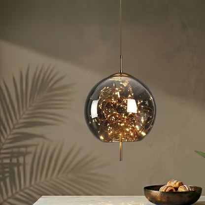 Elegant Glass Pendant Light | Nordic Style Chandelier with LED Star Lighting | Perfect for Kitchen and Home Decor 4