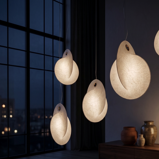Elegant Silk Pendant Lighting with LED Glow | Modern Chandelier for Cozy Ambiance 2