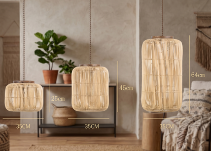 Elegant Rattan Pendant Light with Hand-Knitted Wicker Design | Cozy Ambiance for Living Spaces 1