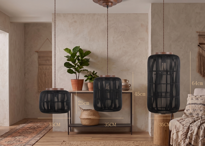 Elegant Rattan Pendant Light with Hand-Knitted Wicker Design | Cozy Ambiance for Living Spaces 