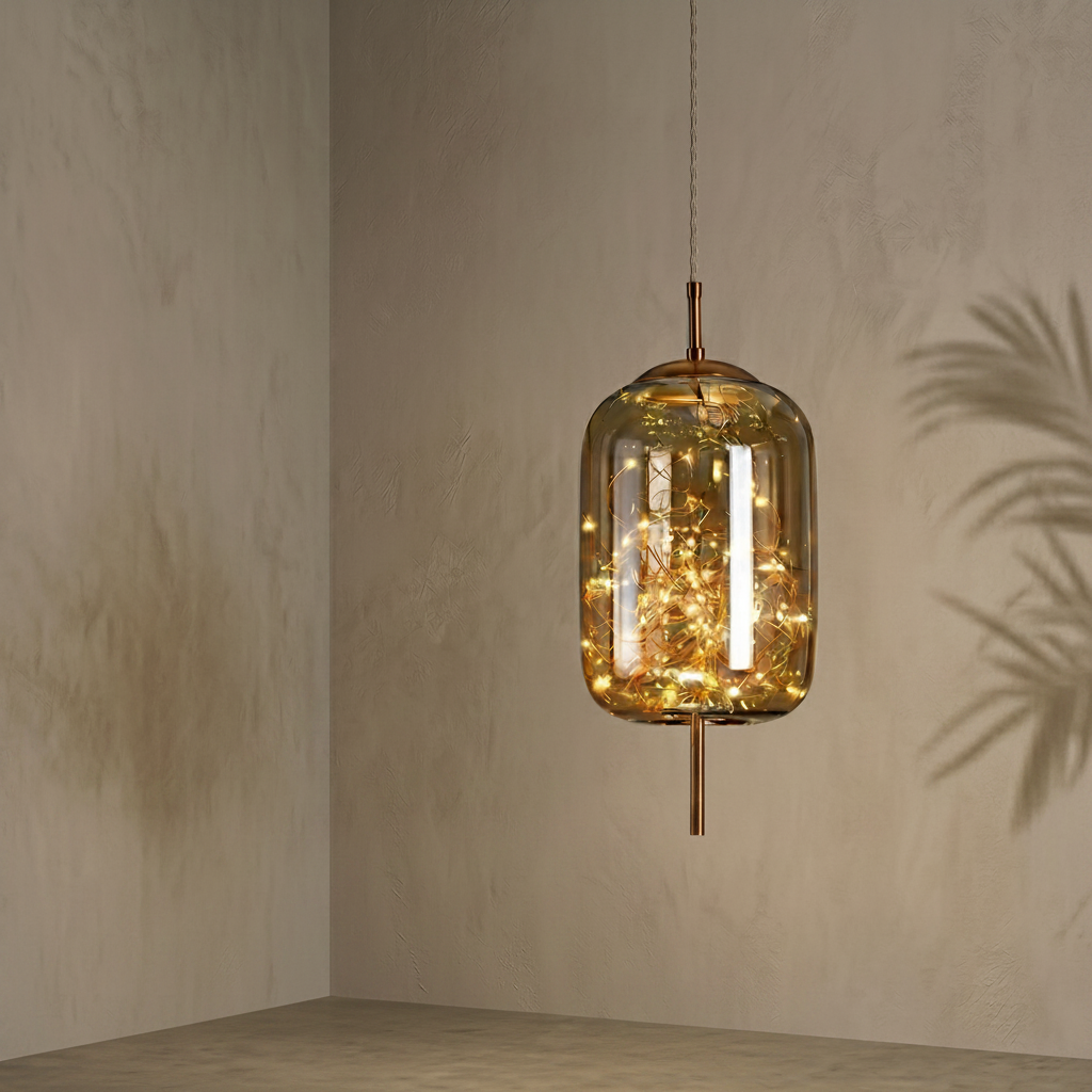 Elegant Glass Pendant Light | Nordic Style Chandelier with LED Star Lighting | Perfect for Kitchen and Home Decor 4