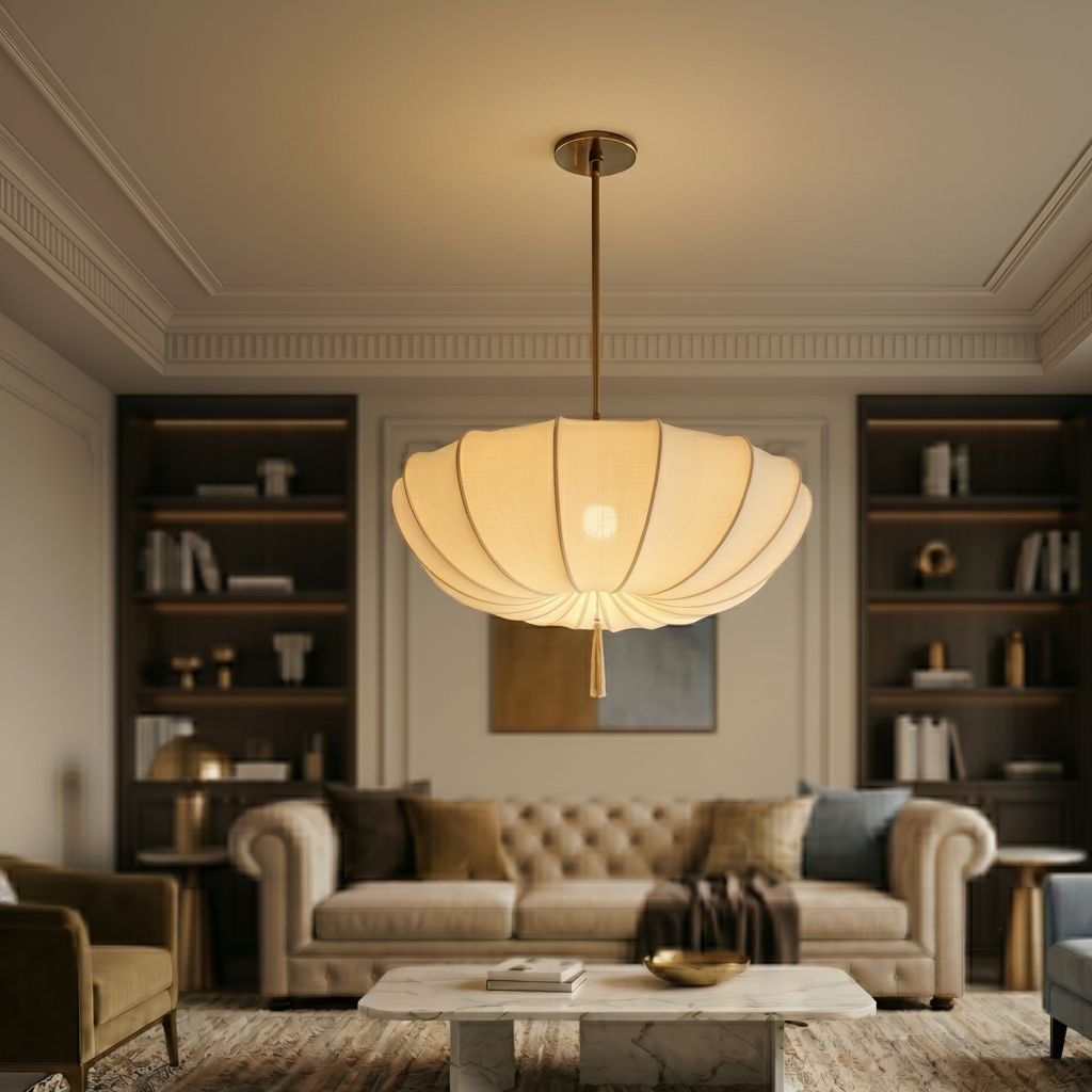 Wabi Sabi | Kitchen Pendant Lighting with Nordic Cream Fabric Shade | Elegant Design for Home & Office