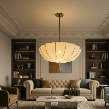 Wabi Sabi | Kitchen Pendant Lighting with Nordic Cream Fabric Shade | Elegant Design for Home & Office