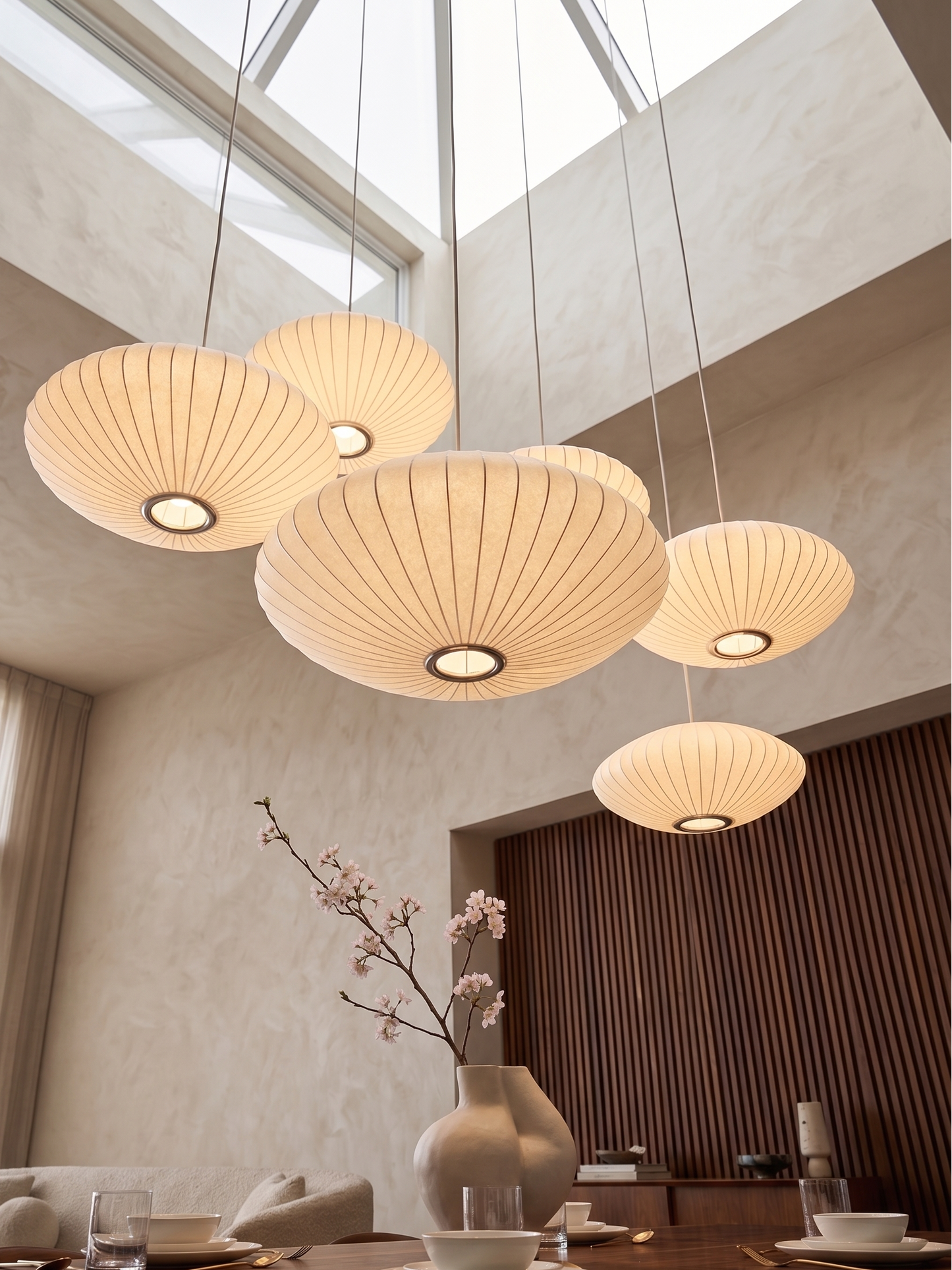 Nordic Silk | Modern Chandelier Light with Dimmable Feature | Elegant Design for Dining Room Ambiance