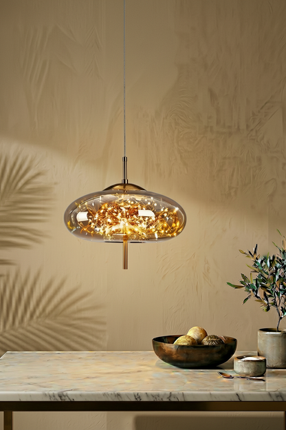 Elegant Glass Pendant Light | Nordic Style Chandelier with LED Star Lighting | Perfect for Kitchen and Home Decor 0