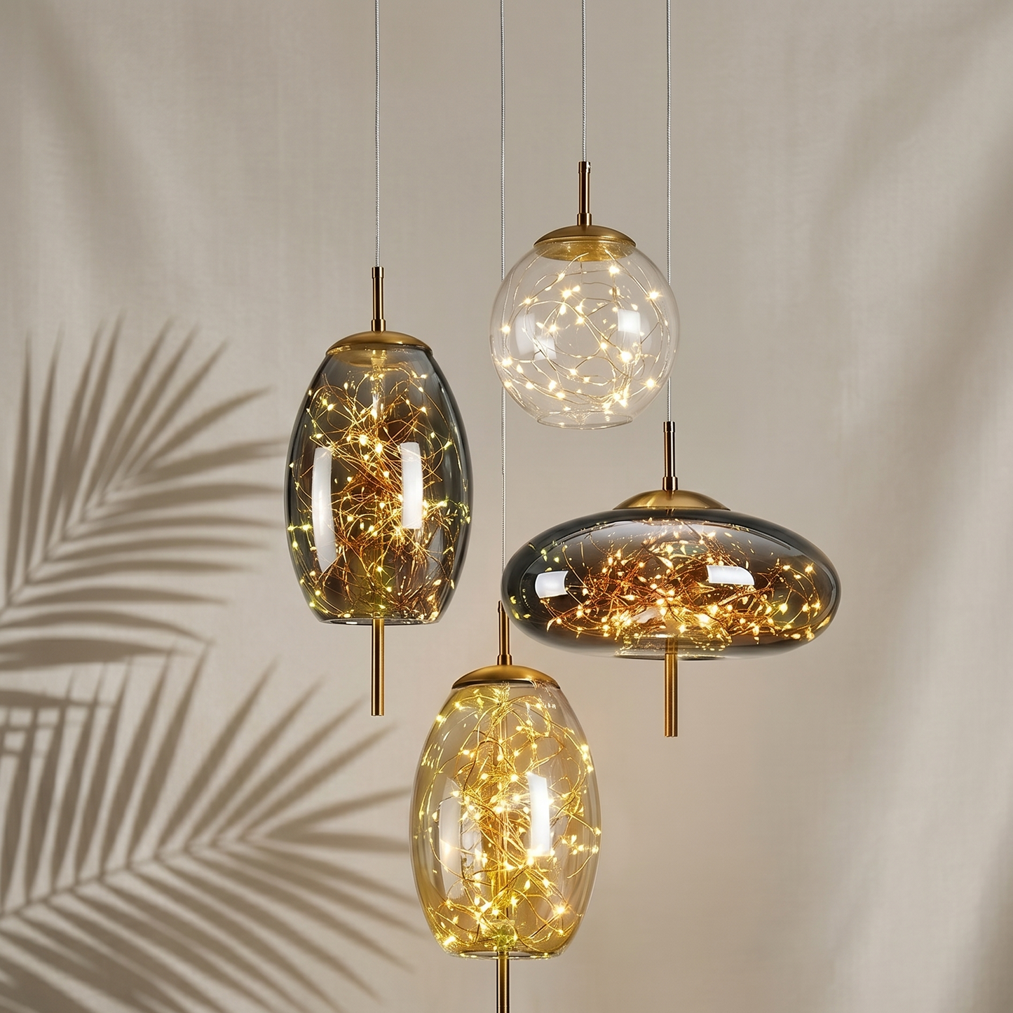 Elegant Glass Pendant Light | Nordic Style Chandelier with LED Star Lighting | Perfect for Kitchen and Home Decor 4