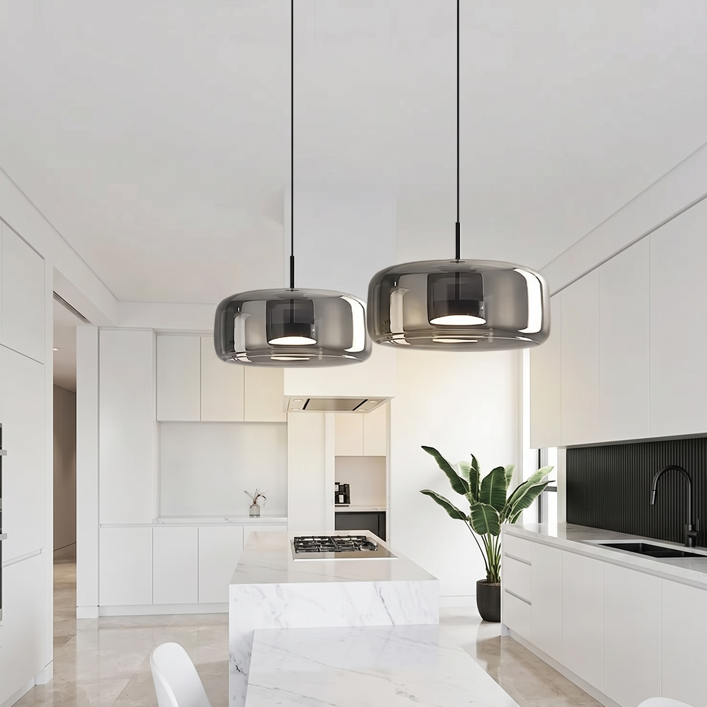 Elegant Glass Pendant Light | Modern Kitchen Pendant Lighting with Dimmable Feature | Stylish Design for Kitchen Island Ambiance