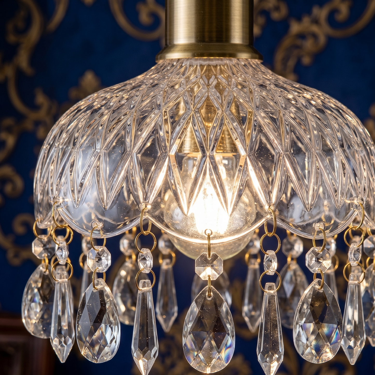 Elegant Crystal Chandelier Light with LED Bulb | French Retro Design for Dining Room Ambiance