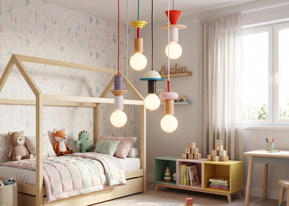 Geometric Pendant Light for Kids' Room with Colorful Design | Modern Illumination for Playful Space