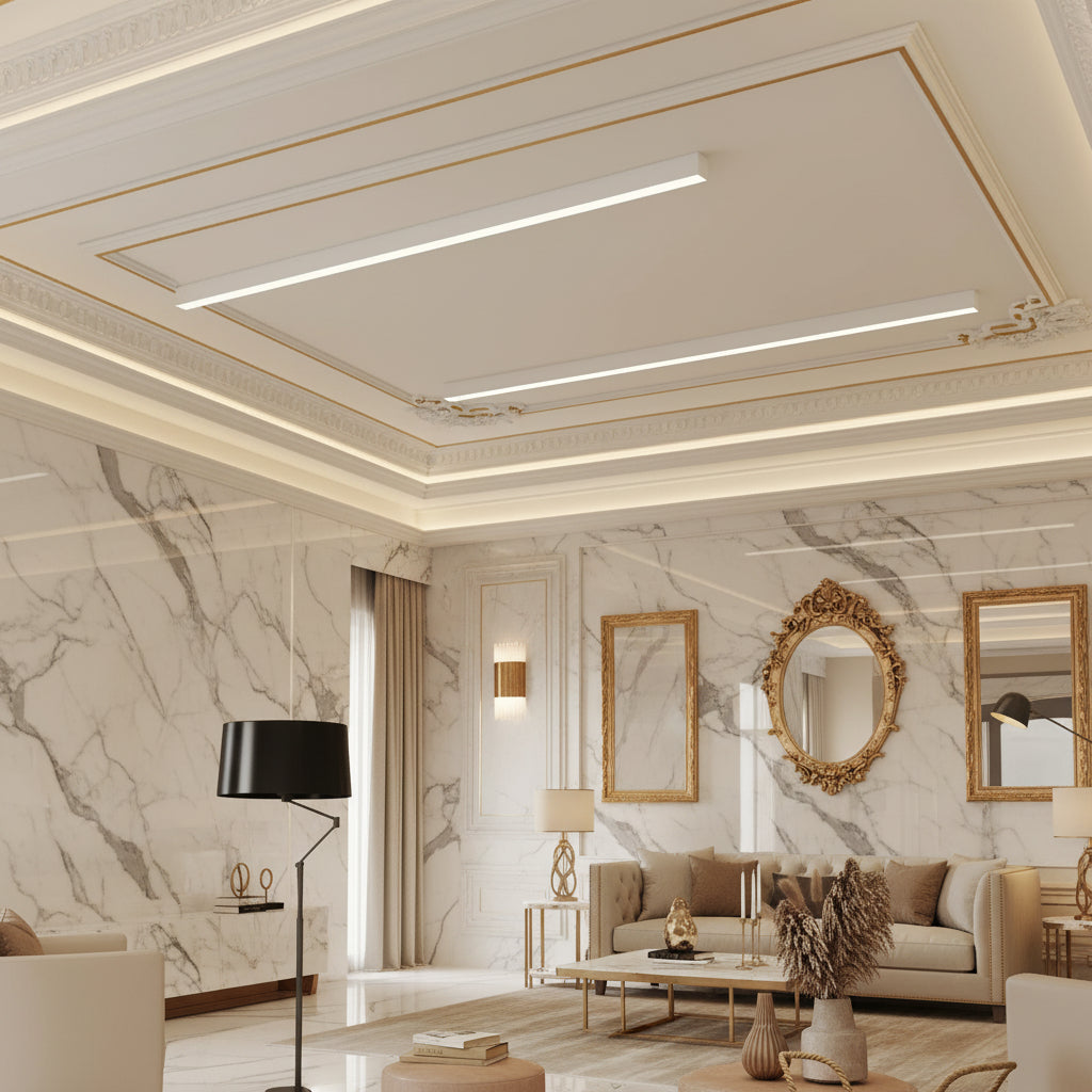 Modern Minimalist | Linear LED Ceiling Light Fixture with Soft Acrylic Diffuser | Ideal Dining Room Lighting Solution 1